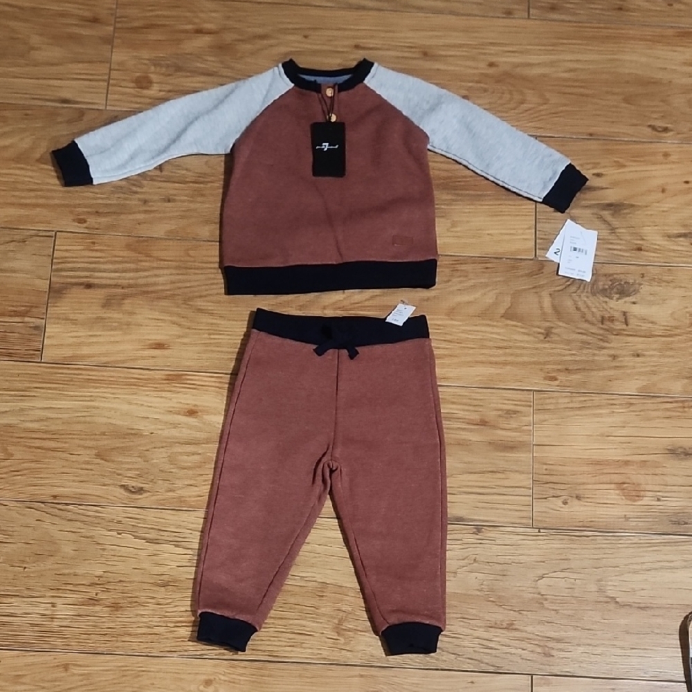 7 For All Mankind Brown and Gray Kids Jogger Set